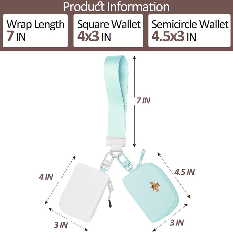 COOLANS Mini Wristlet Wallets Dual Pouch,Around Wristlet Handbag Wallet for Women Zip Cards Holder,Wristlet Bracelet Purse - Image 3